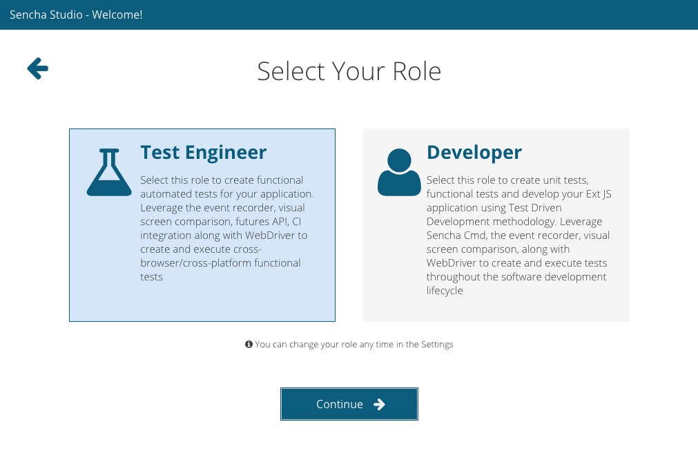 Sencha Studio Roles Screen